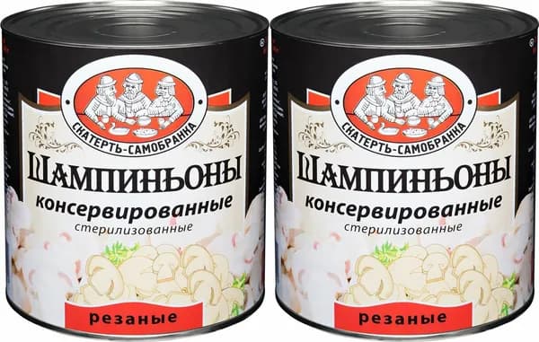 Шампиньоны Скатерть-Самобранка резаные консервированные, комплект: 2 упаковки по 2.84 кг