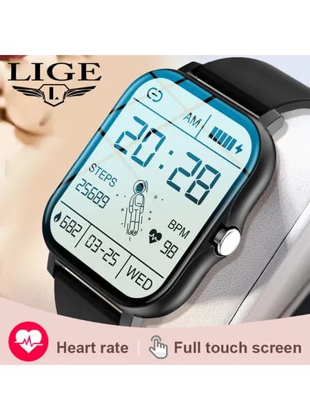 LIGE Смарт-часы, 51mm, Матовый черный