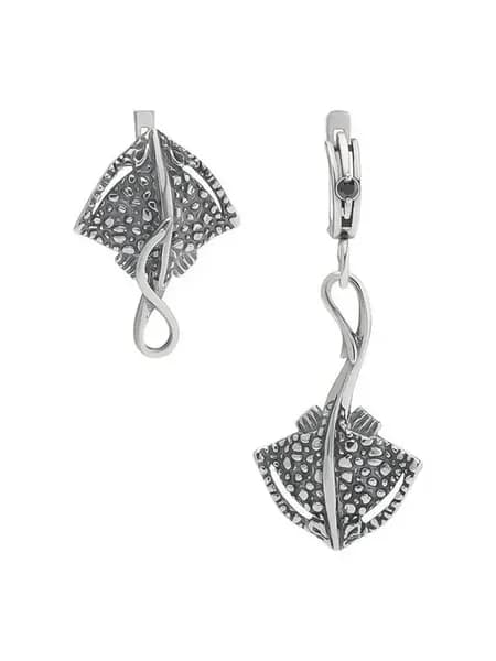 Серьги серебряные 925 Скат Рыба море