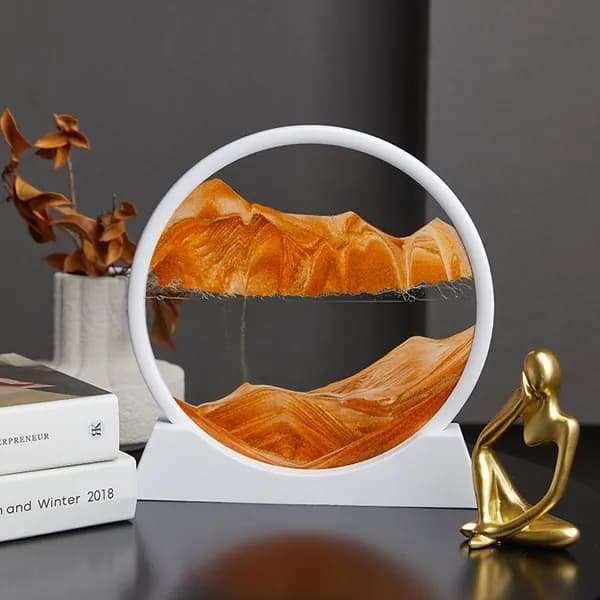 3D-картина с кинетическим песком в рамке, белая рамка, желтый песок, 18 см