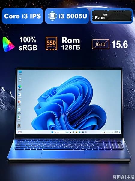 CARBAYTA 5005U Ноутбук 15.6", Intel Core i3-5005U, RAM 16 ГБ, SSD 128 ГБ, Intel HD Graphics, Windows Pro, серый, Русская раскладка
