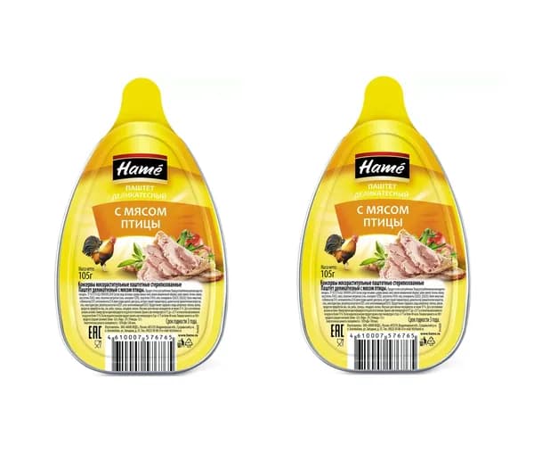 Hame Паштет с мясом птицы, 105 г, 2 шт