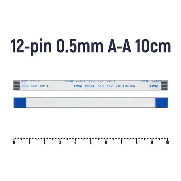 Шлейф тачпада для ноутбука Asus K73E K73SD K73SJ K73SM K73SV FFC 12-pin Шаг 0.5mm Длина 10cm Прямой A-A AWM 20624 80C 60V VW-1