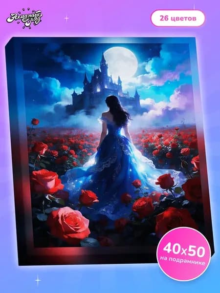Алмазная мозаика на подрамнике 40х50 Замок в ночи