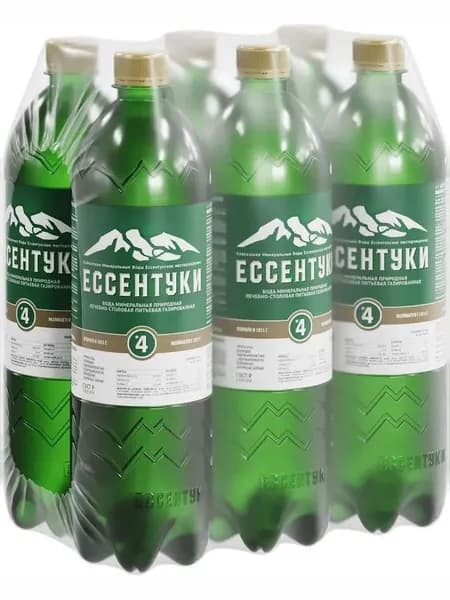 Вода минеральная Ессентуки №4 Лечебно-Столовая газированная 1 л х 6 шт.