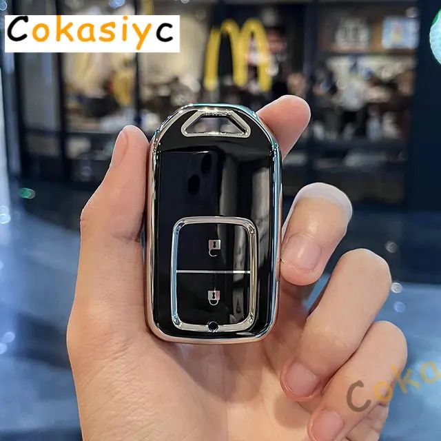 Чехол-брелок для автомобильного смарт-ключа из ТПУ Honda CRV CR-V Fit Civic Accord HR-V HRV City Odyssey XR-V, защитный держатель ключей.-----Без кольца Black