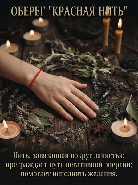 Красная нить (100 % шерсть), оберег на руку, 3 шт.
