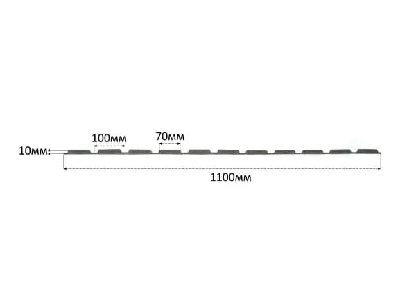 Уплотнитель для профнастила НС-10 (С-10) v.2 нижний обратный (5 шт.) длина 1100 мм без клеевого слоя