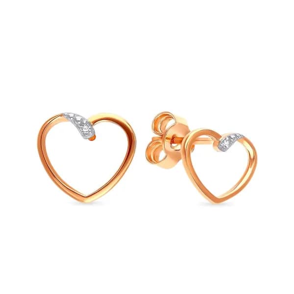 Серьги женские с бриллиантами из красного золота 585 пробы 585GOLD