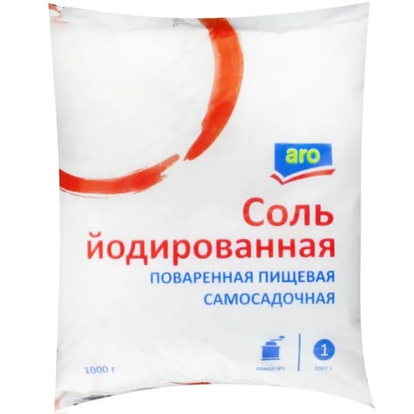ARO Соль пищевая йодированная пищевая, 1кг x 3 шт