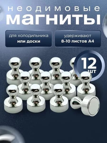 Набор магнитов на холодильник для записей/ Магниты для доски - пешки в футляре, 12 штук