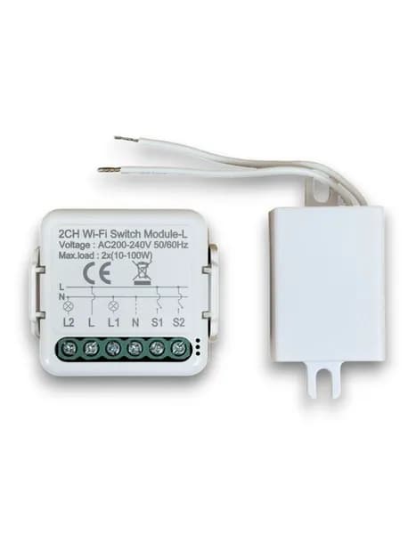 Wi-Fi выключатель на 2 линии, 10-100Вт, под Tuya/Smart Life и т.д. без нейтрального провод, GIRIER