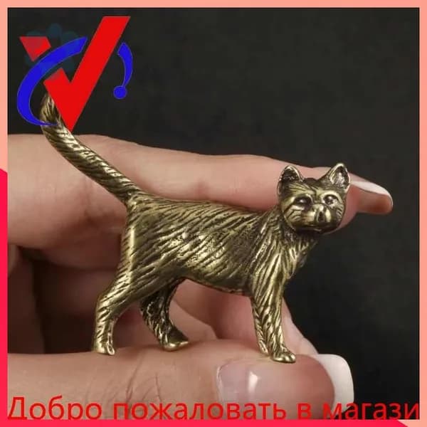 Винтажная статуэтка котенка из латуни