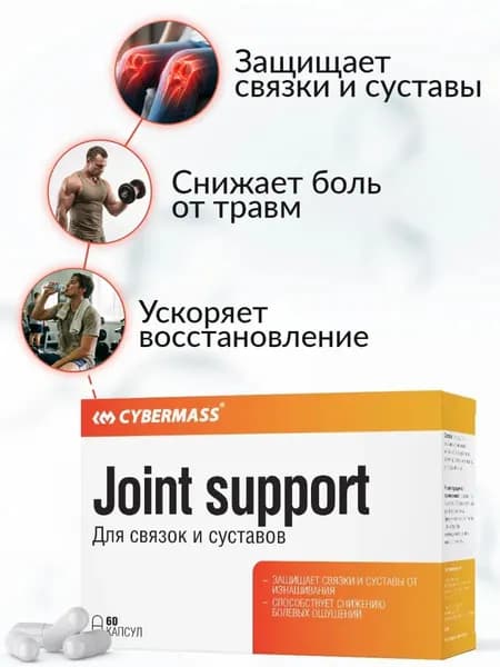 Глюкозамин хондроитин мсм для суставов и связок с гиалуроновой кислотой, хондропротектор Joint support Cybermass, 60 к