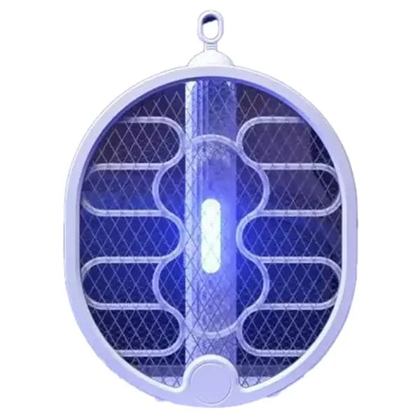 Складная электрическая мухобойка с LED -лампой, двойная функция: ракетка/светильник для кемпинга и дома.