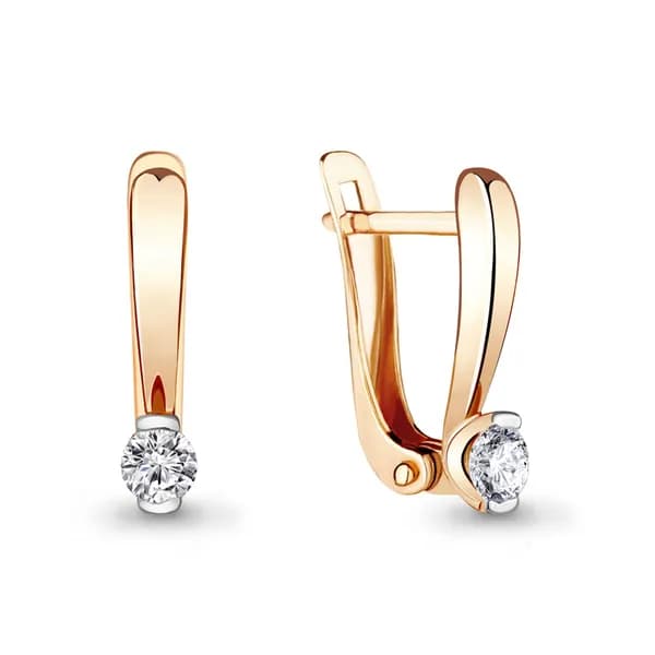 Золотые серьги DIAMANT-ONLINE с фианитом 585 пробы
