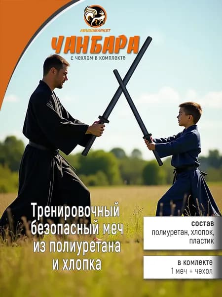 Чанбара 96см с чехлом (Тренировочный безопасный меч) из полиуретана в тканевом кожухе