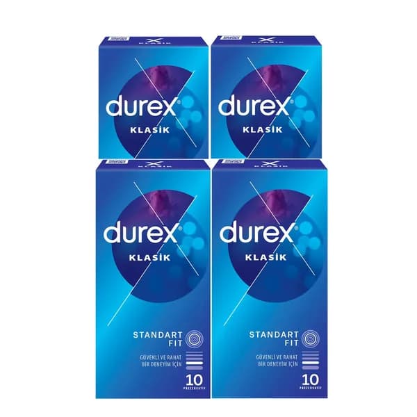 Презервативы Durex Classic классические с гелем-смазкой 10 шт - 4 коробки