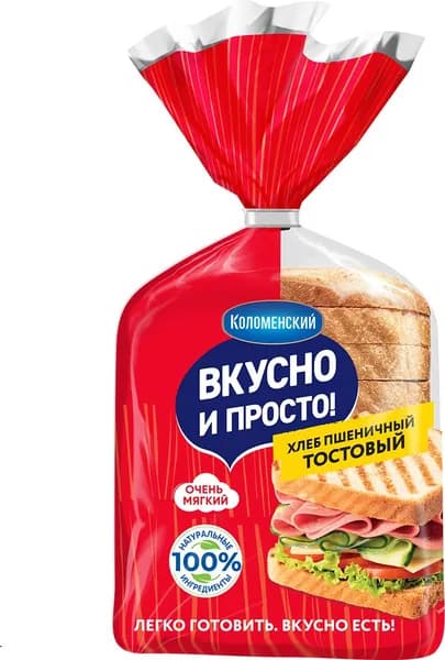 Хлеб Тостовый пшеничный 320 г, Вкусно и Просто в нарезке