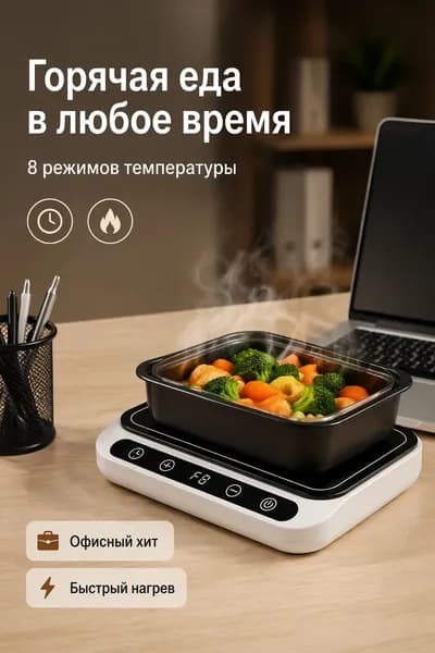 Умный подогреватель еды, термоподставка 8 уровней, для тарелок и чая, офис и дом, стекло ABS, таймер 12 часов