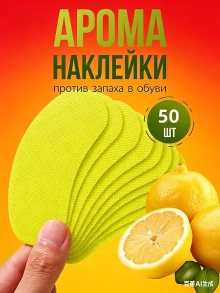 Дезодорант для обуви арома-наклейки лимон, 50 шт