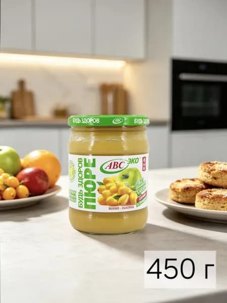 Пюре яблочно-облепиховое, Будь здоров ABC Беларусь, 450 г