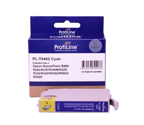 Картридж для струйного принтера T0482 ProfiLine для Epson StylusPhoto R200/R220/R300/R300M/R320/R325 и др., цвет голубой