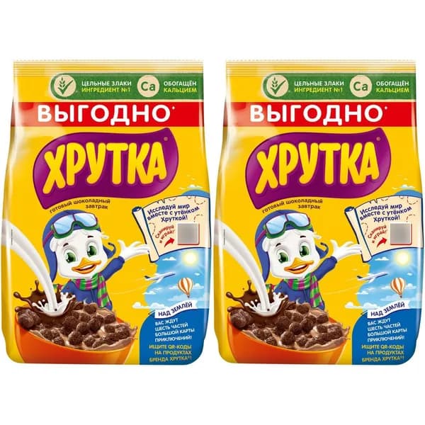 Сухой завтрак шарики Хрутка мультизлаковый с шоколадом 650 г, набор: 2 штуки