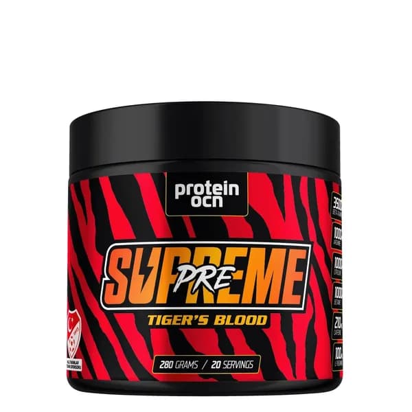 Protein Ocean Pre-Workout Supreme Энергия, Производительность и Выносливость, Предтренировочная Добавка, Вкус Арбуза и Клубники, 280 г