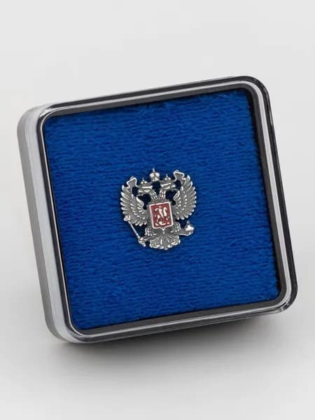 Серебряный значок на пиджак герб Российской Федерации Б930692*