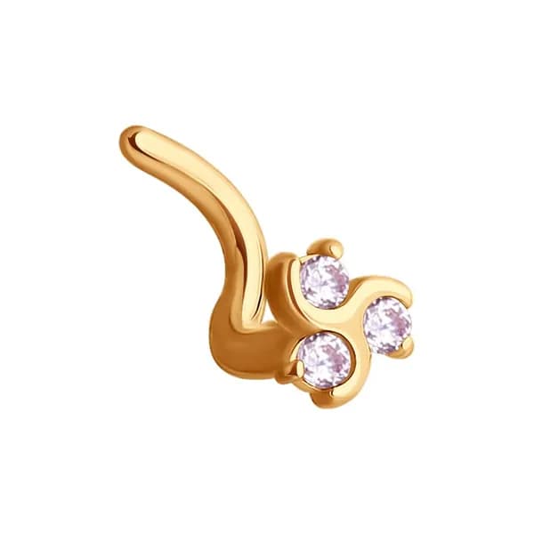 Золотой пирсинг в нос DIAMANT-ONLINE с фианитом 585 пробы