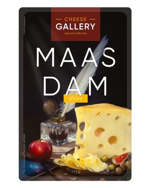 Сыр Cheese Gallery Маасдам нарезка 45%, 125г