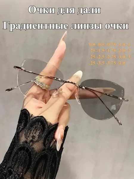 Беспроводные очки с градиентными линзами (0.0...+4.0) полный титан, ультралегкие, эллипсовидная форма-1.75