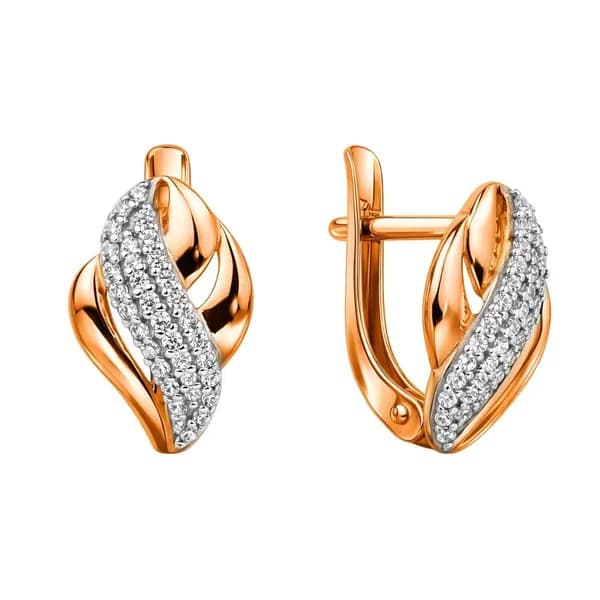 Серьги женские с фианитами из красного золота 375 пробы 585GOLD