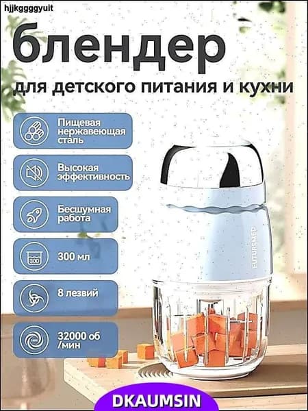 Портативный блендер 6FE4FC93BDC84DDE80528A1B46BC4390-96e75dc083f5, голубой