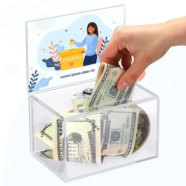 Прозрачный копилка из акрила для сбора пожертвований, голосования и отзывов, 16 11,5 10 см