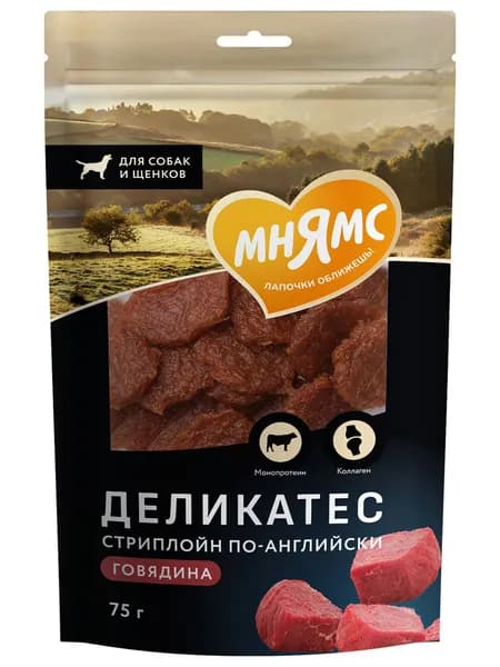 Лакомство Мнямс "Стриплойн по-английски из говядины" для собак 75г