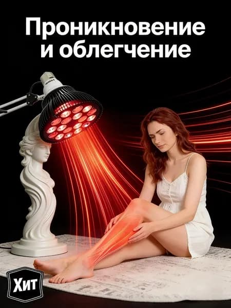 LED-лампа 660нм + 850нм 18 диодов: красный свет для кожи, ближний ИК для обогрева и лечения. Подарочный набор с подставкой.