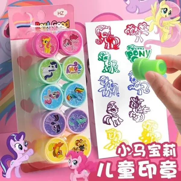 Набор из 10 печатей My Little Pony, красочные мультяшные штампы, персонажи Искорка и Рейнбоу Дэш, детские канцелярские принадлежности, подарок на день рождения