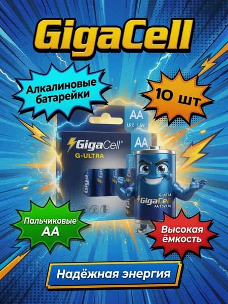 Батарейки АА пальчиковые алкалиновые Gigacell 10 шт