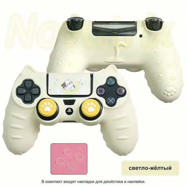 Чехол для контроллера PS4 / Мягкий силиконовый чехол Mark Life с милыми котоушками / анти скольжение и потоотделение