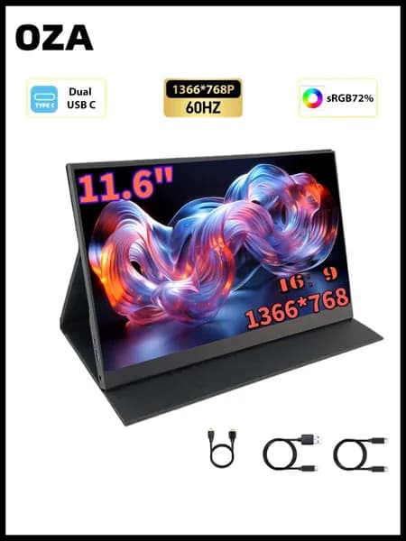 AHXJKA 11.6" Монитор (S116-768-P), TN, 1366x768 HD, 60 Гц, черный