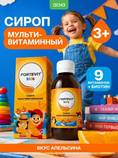 Витамины для детей от 3 лет Fortevit Kids Детские мультивитамины - минеральный комплекс, сироп со вкусом апельсина 150 мл