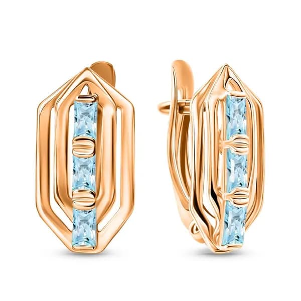 Серьги женские с топазами из красного золота 375 пробы 585GOLD