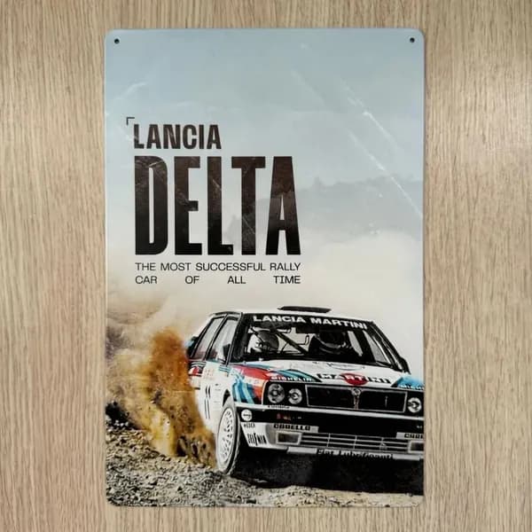 Табличка металлическая интерьерная Арт Лянча Дельта Интеграле Ралли Art Lancia Delta