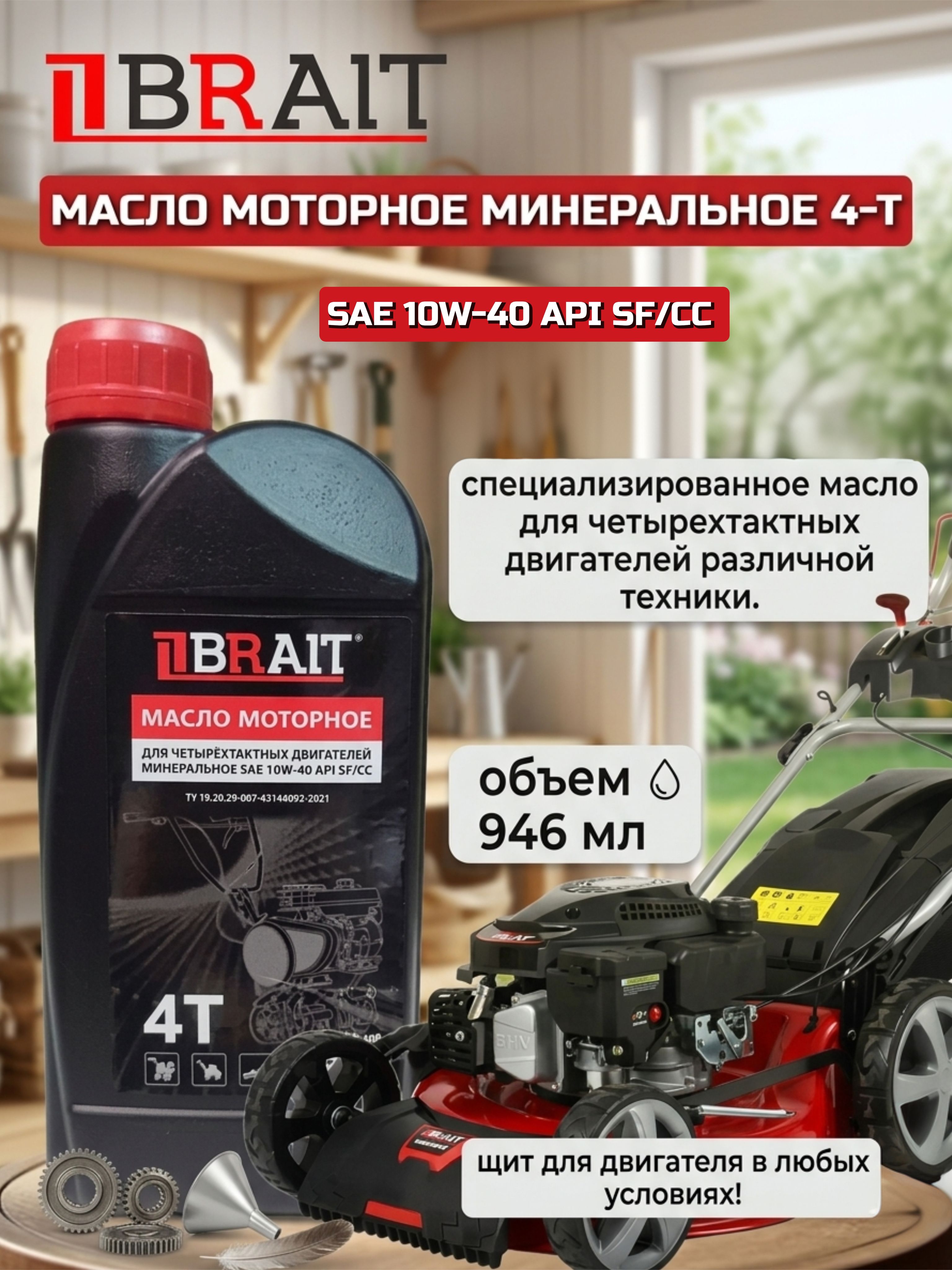 BRAIT масло 10W-40 Масло моторное, Минеральное, 0.948 л