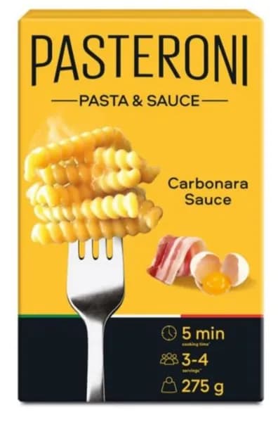 Макаронные изделия PASTERONI Pasta & Sauce Джирандоле №124 с соусом КАРБОНАРА /картон/ 275г