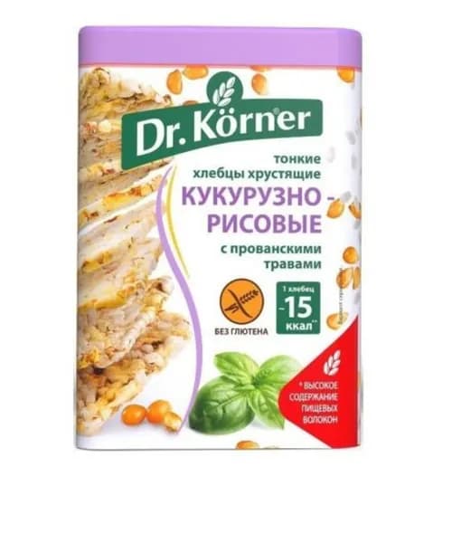 Dr. Korner Хлебцы кукурузно-рисовые Прованские Травы, 100г