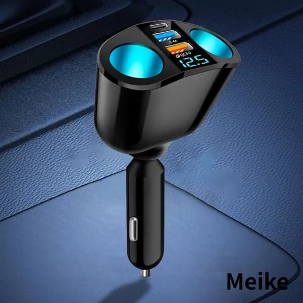 Автомобильное зарядное устройство с двумя USB-портами, цифровым дисплеем и поддержкой Quick Charge 3.0