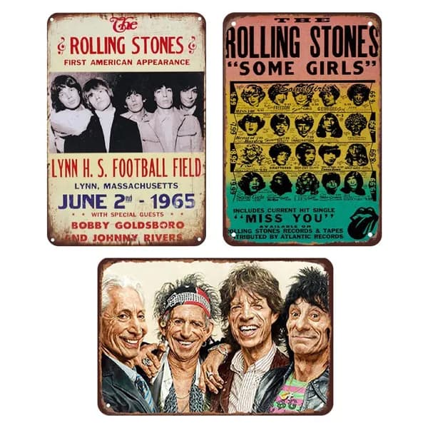 Металлические настенные таблички Rolling Stones, 20 30 см, набор из 3 штук